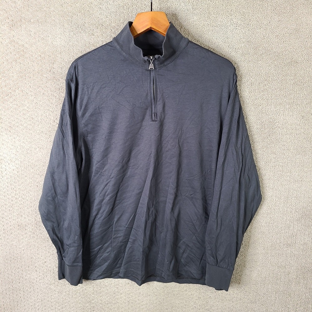 Murano Sweatshirt Mens XL‎ Gray Liquid Luxury Cotton Stretch 1/4 Zip Long Sleeve